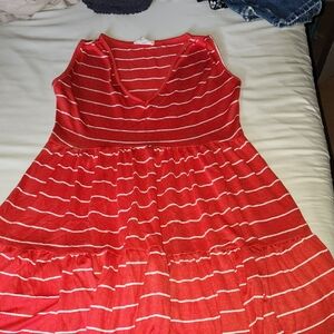 See You Monday Red and White Striped Kids Dress